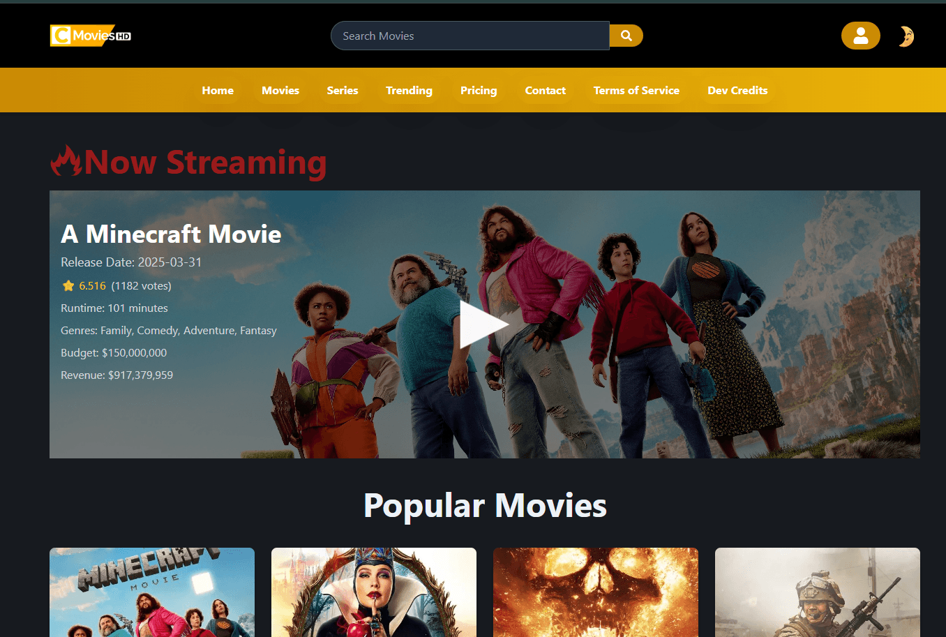 React TMDB Movies Api App - Trending/New