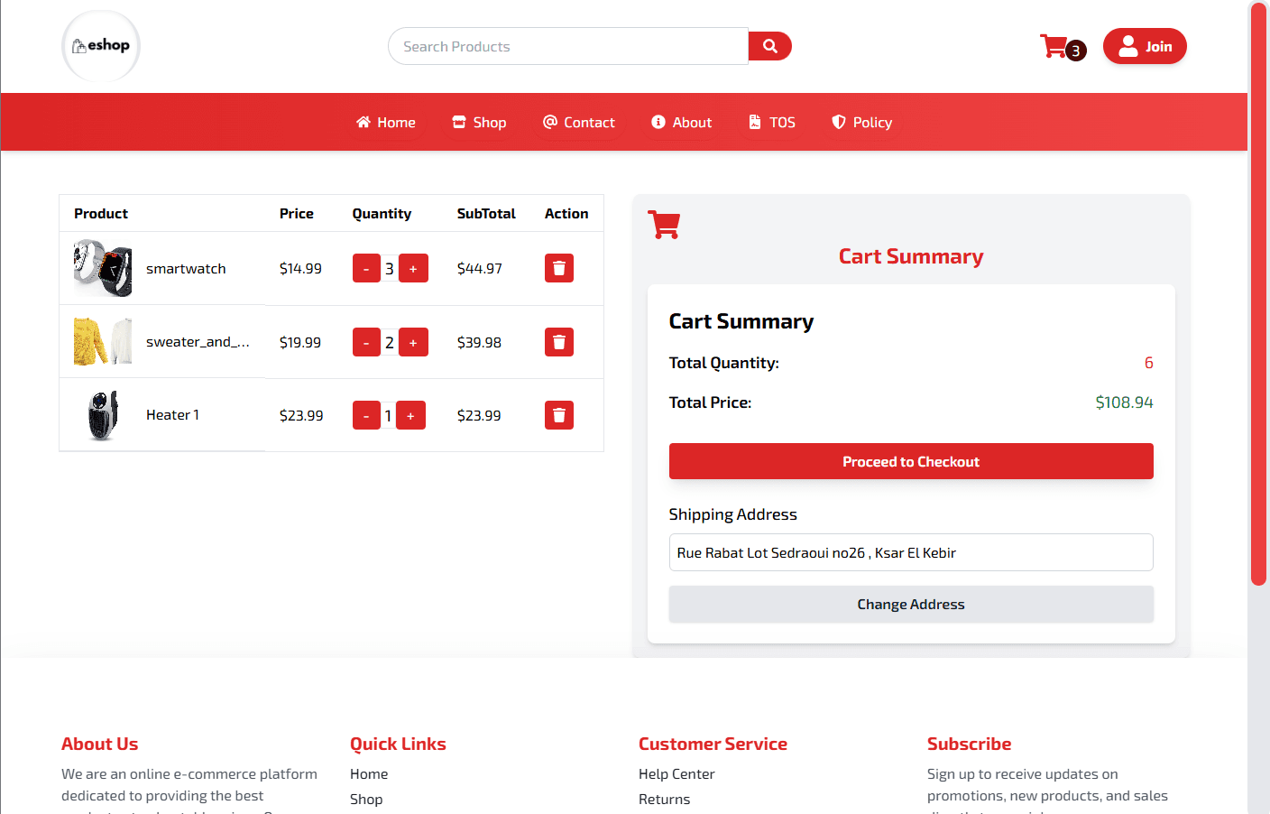 React Redux Ecommerce App - Cart