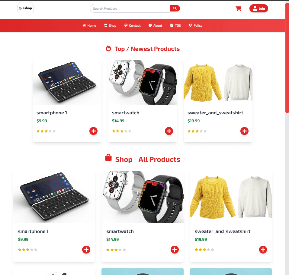 React Redux Ecommerce App - Web Application