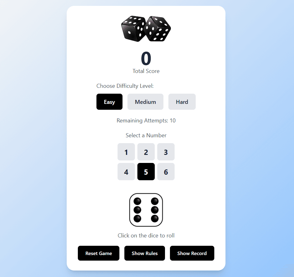 React Dice Game - Web Game