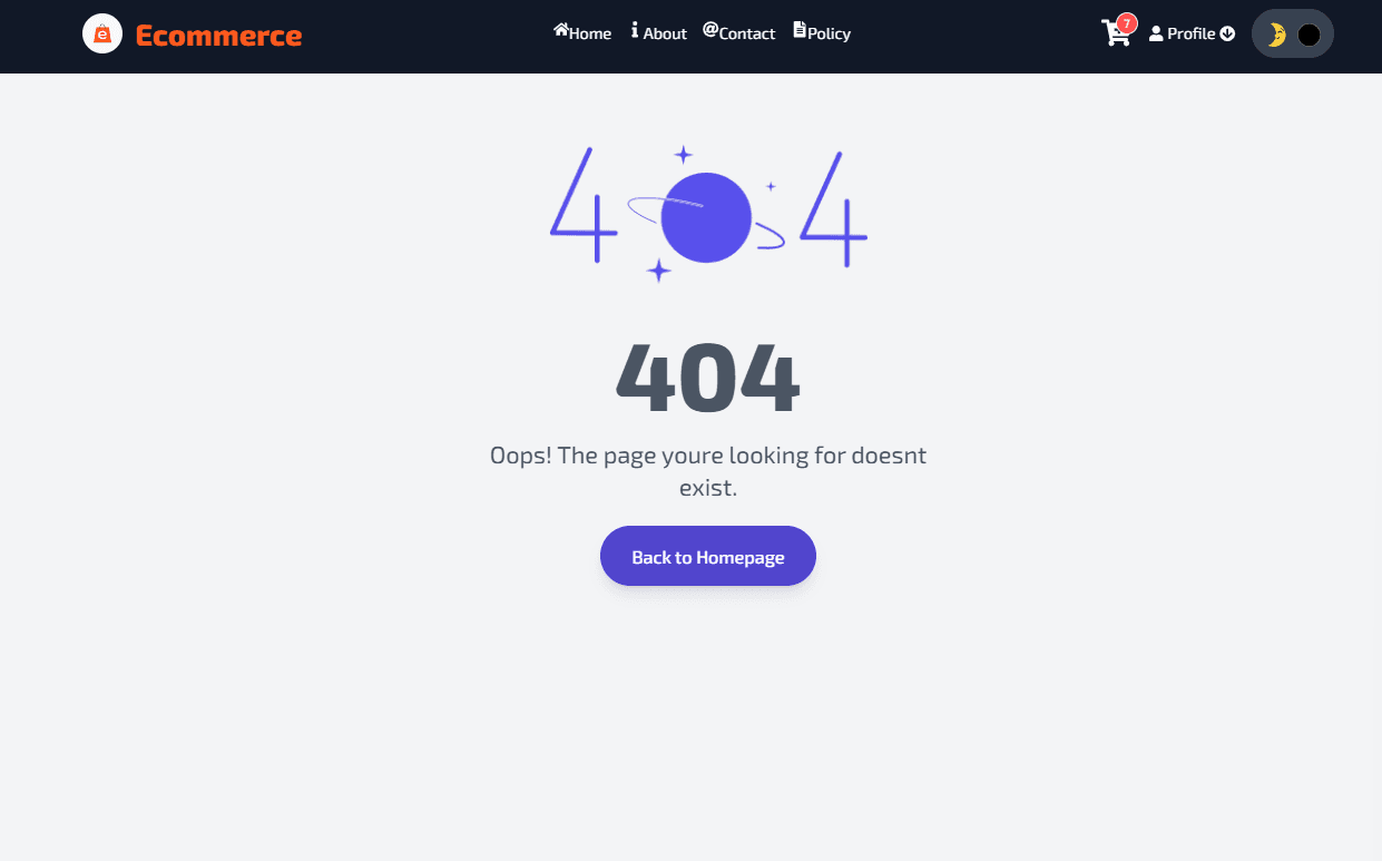 MERN Ecommerce App - 404 Page