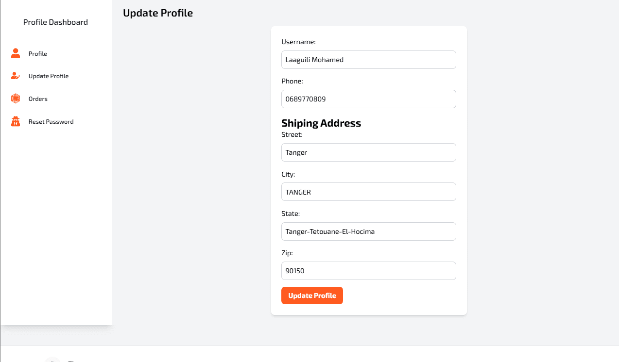 MERN Ecommerce App - User Infos