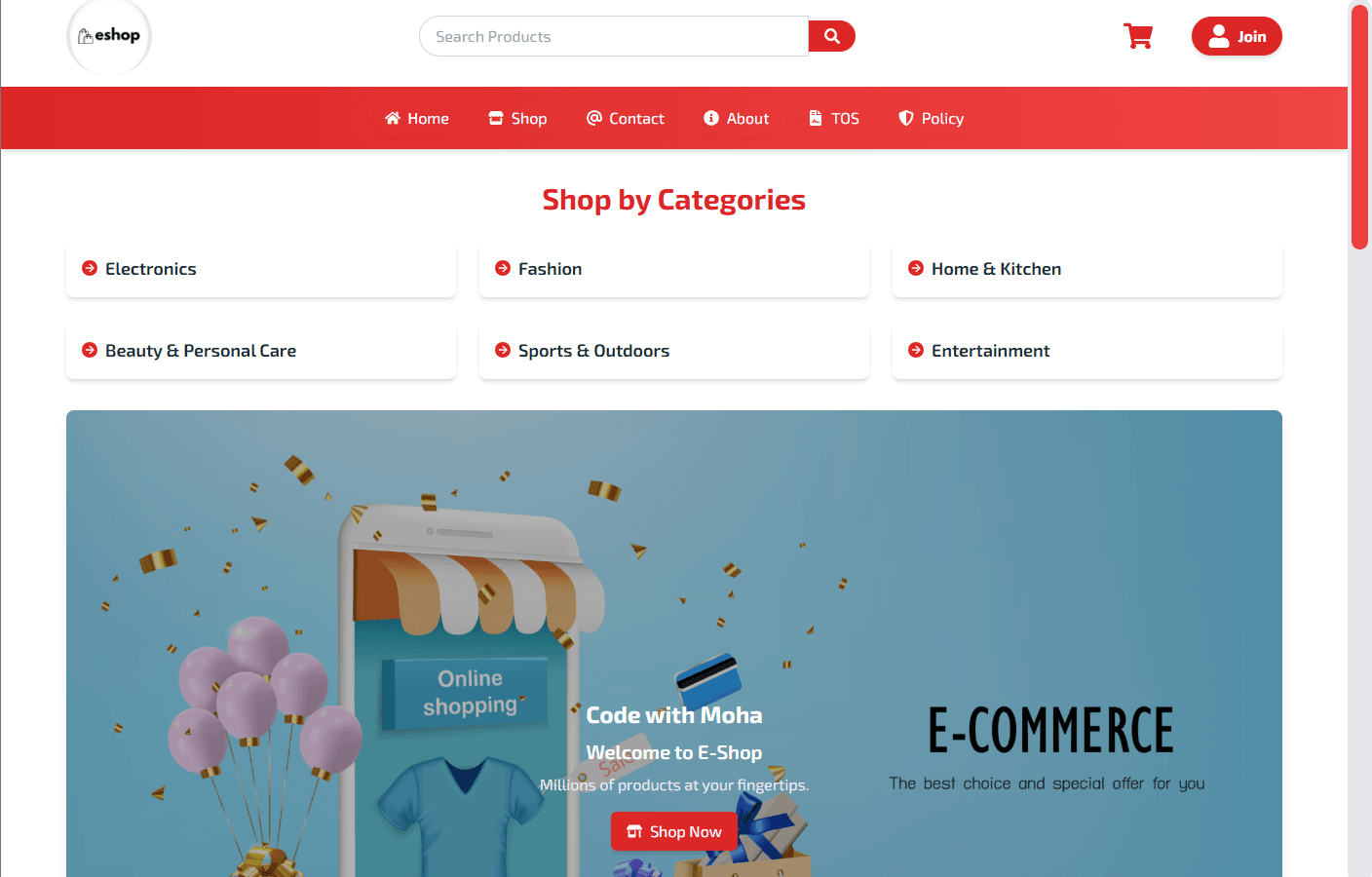 React Redux Ecommerce App - Main Overview