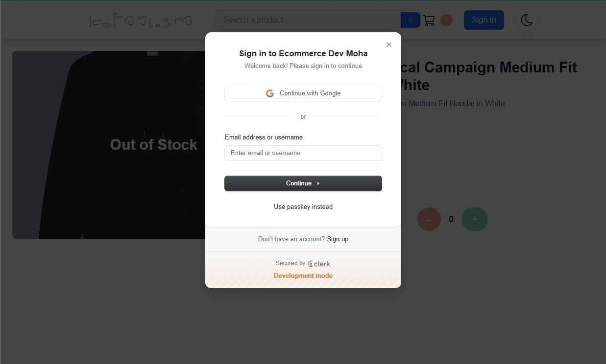 Next E-commerce App - Clerk Auth