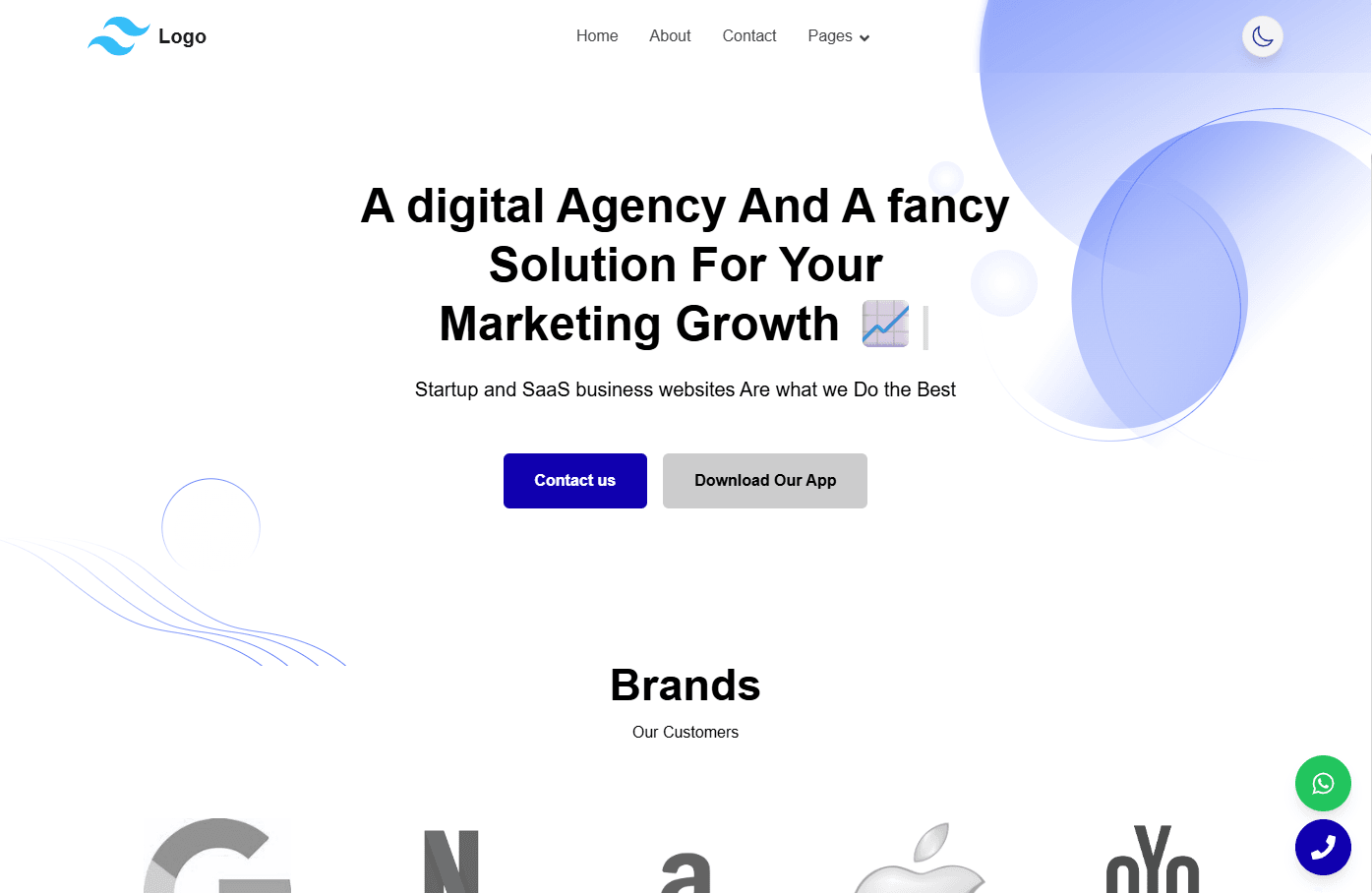 Business Template for startups - Hero Section Overview Light