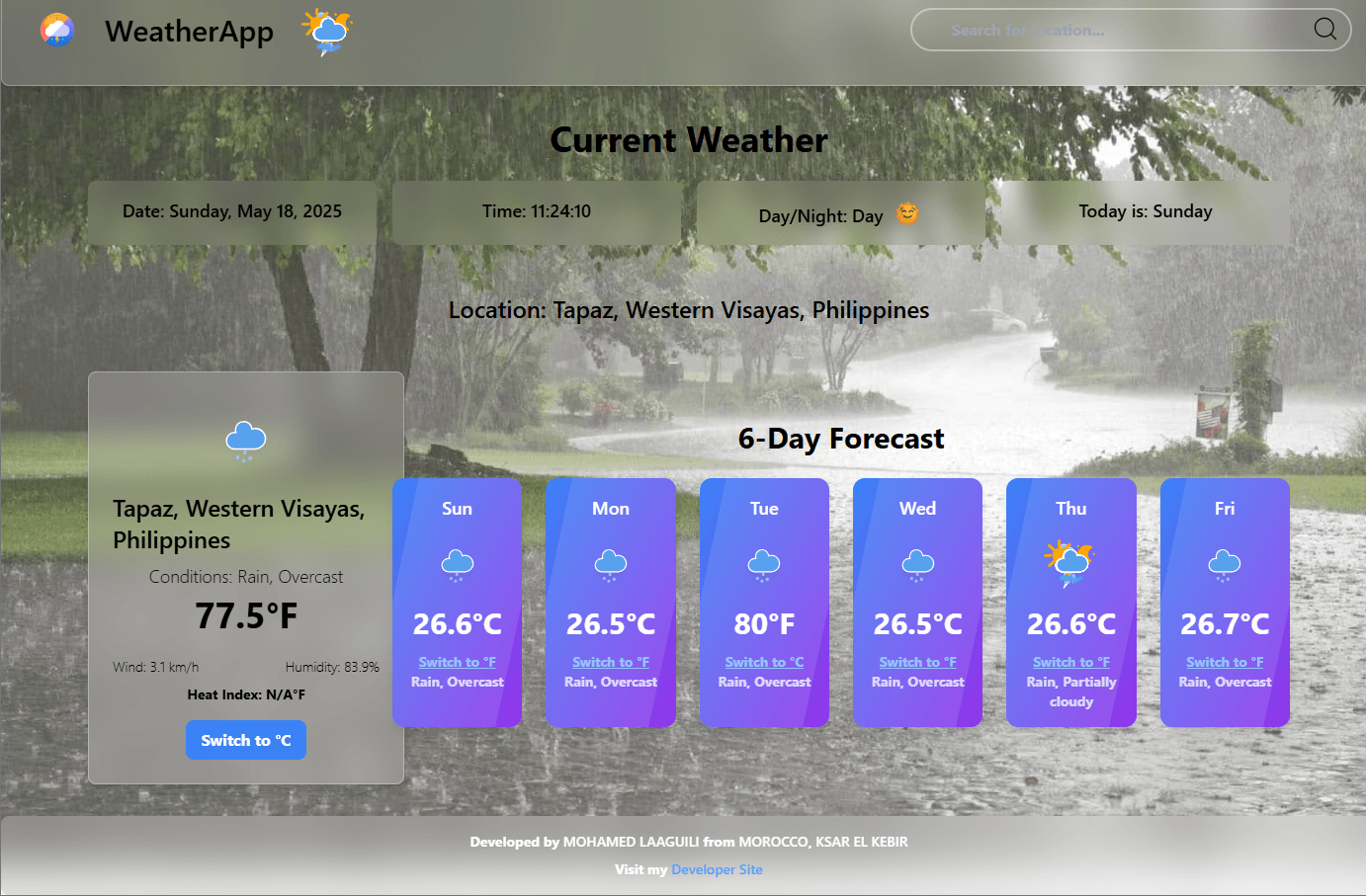 React Weather Api App - Main Overview 3
