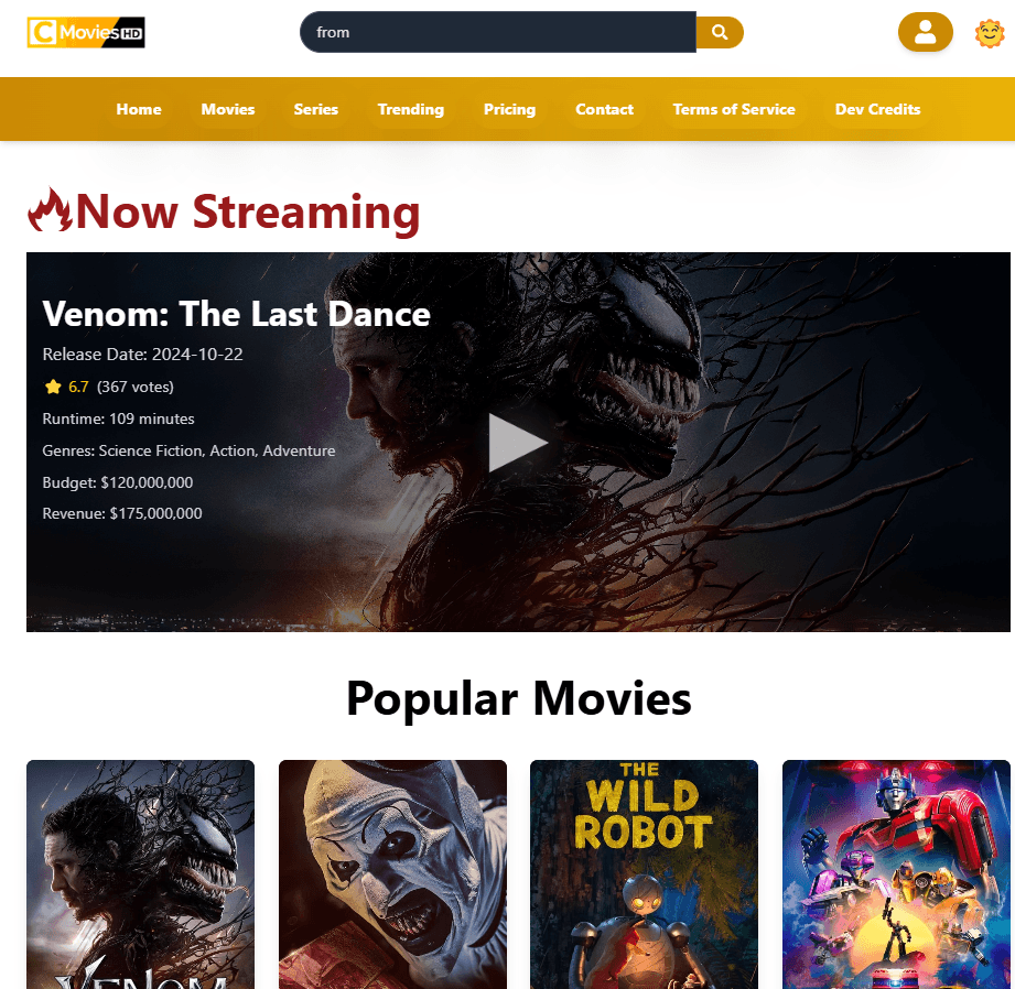 React TMDB Movies Api App - Main Overview