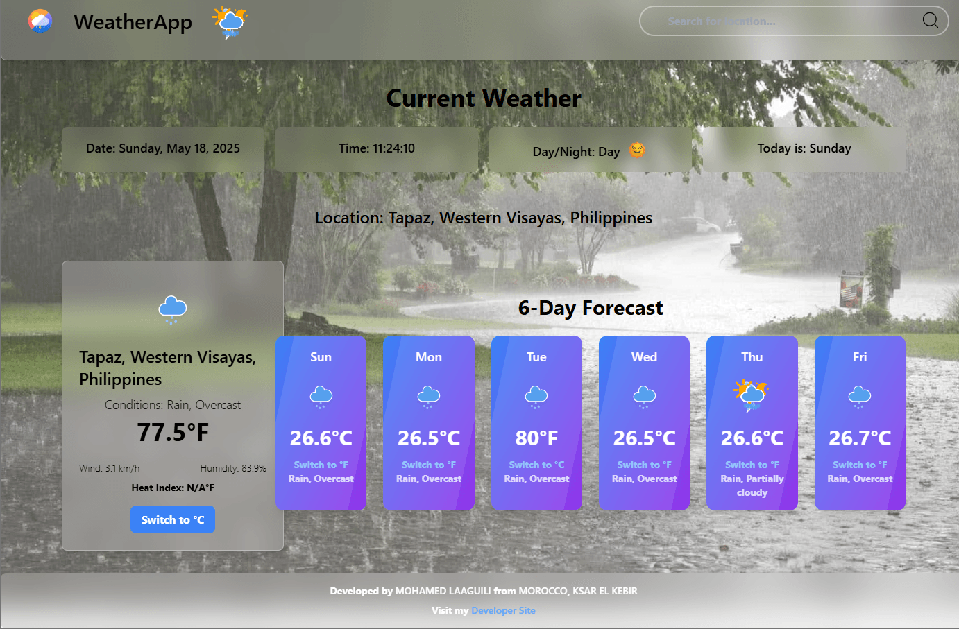React Weather Api App - Main Overview 2