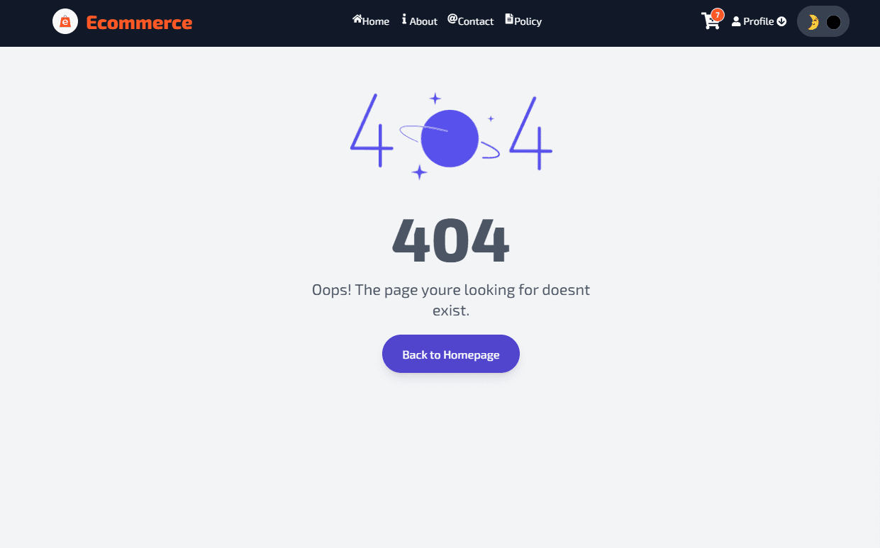 MERN Ecommerce App - 404 Page MERN Ecommerce App - 404 Page
