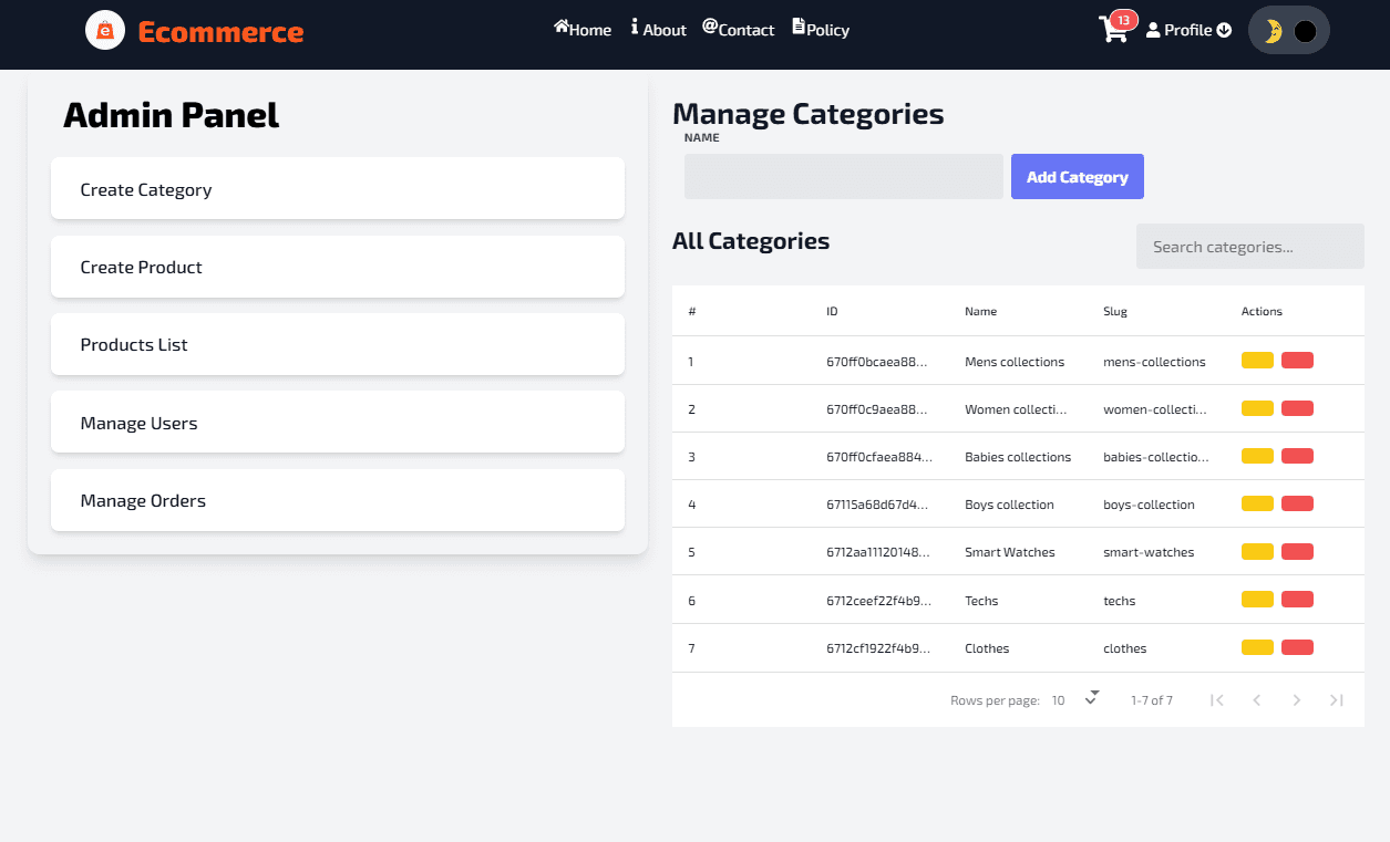 MERN Ecommerce App - Admin Products & Categories management MERN Ecommerce App - Admin Products & Categories management