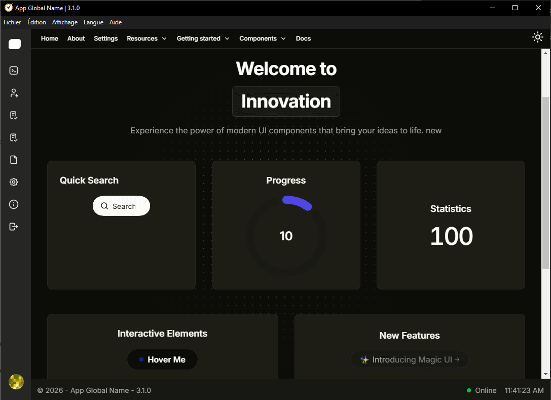 Electron Desktop App Starter Template - Application Dashboard Dark Electron Desktop App Starter Template - Application Dashboard Dark