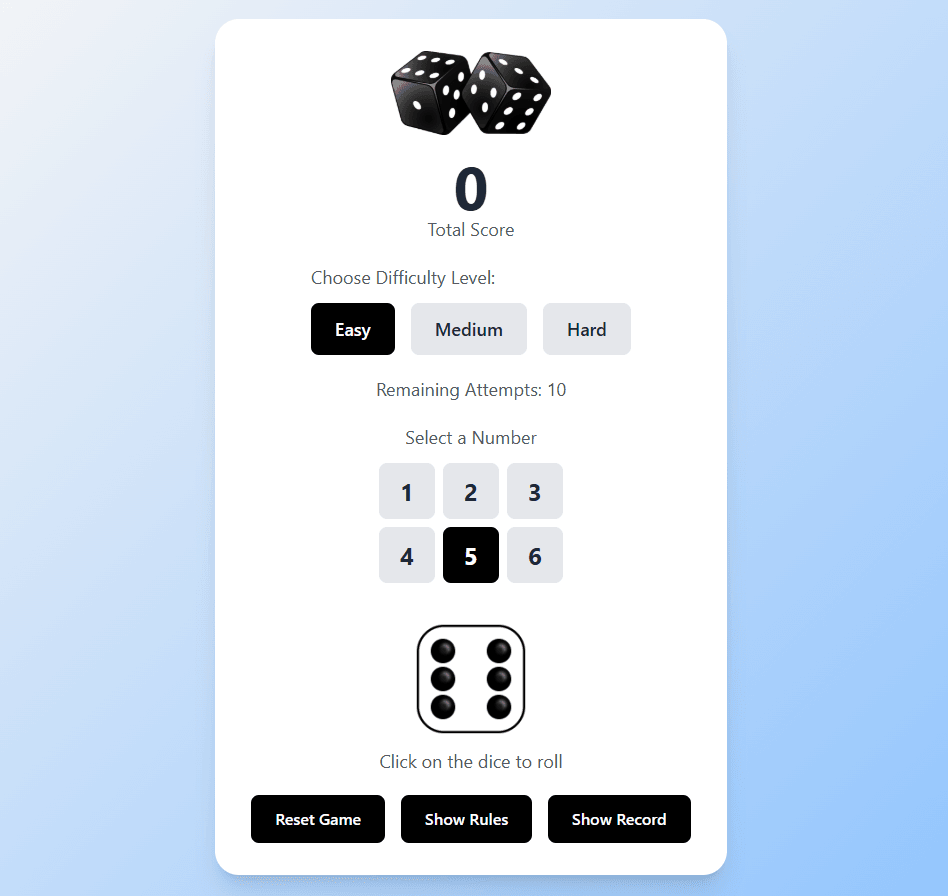 React Dice Game - Main Overview React Dice Game - Main Overview
