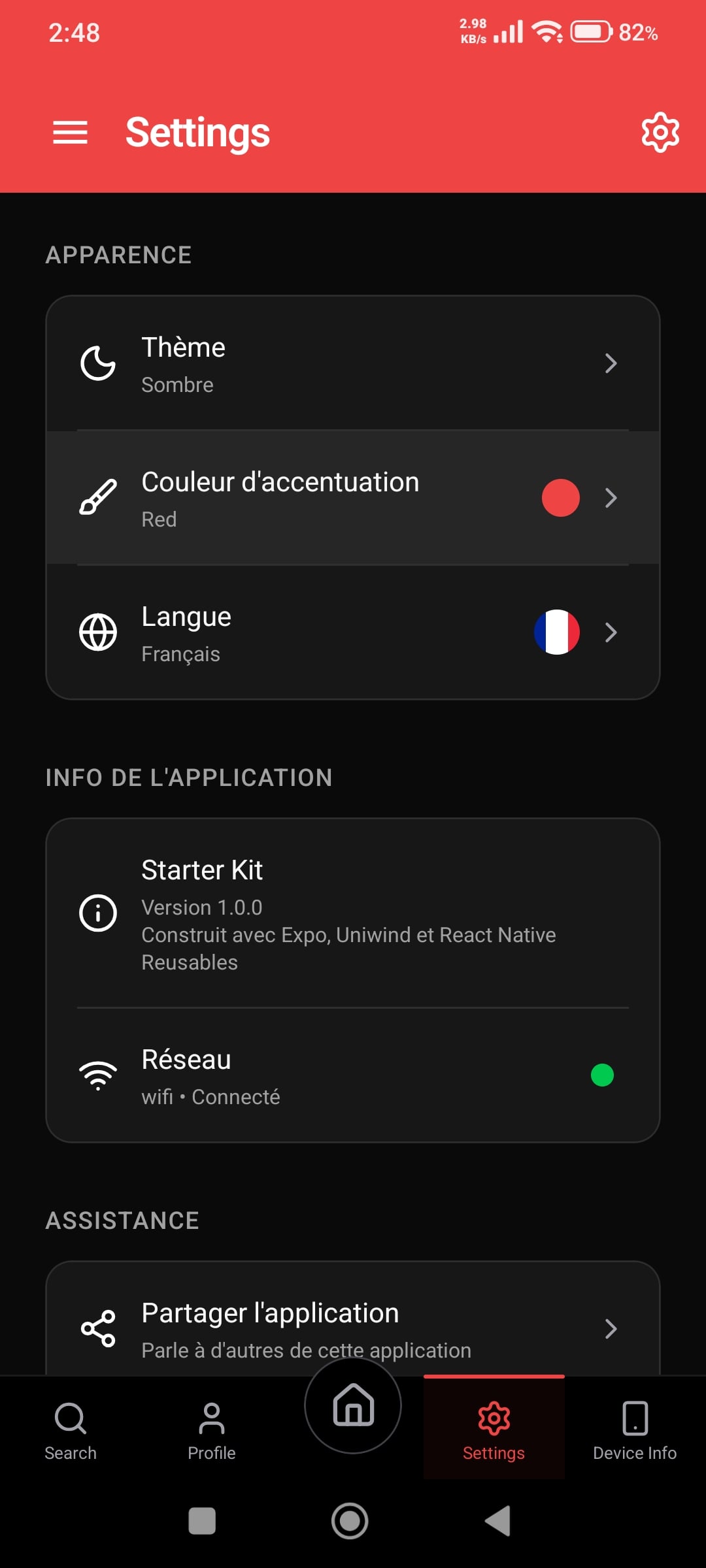 React Native Starter Kit - Setting Screen Dark React Native Starter Kit - Setting Screen Dark