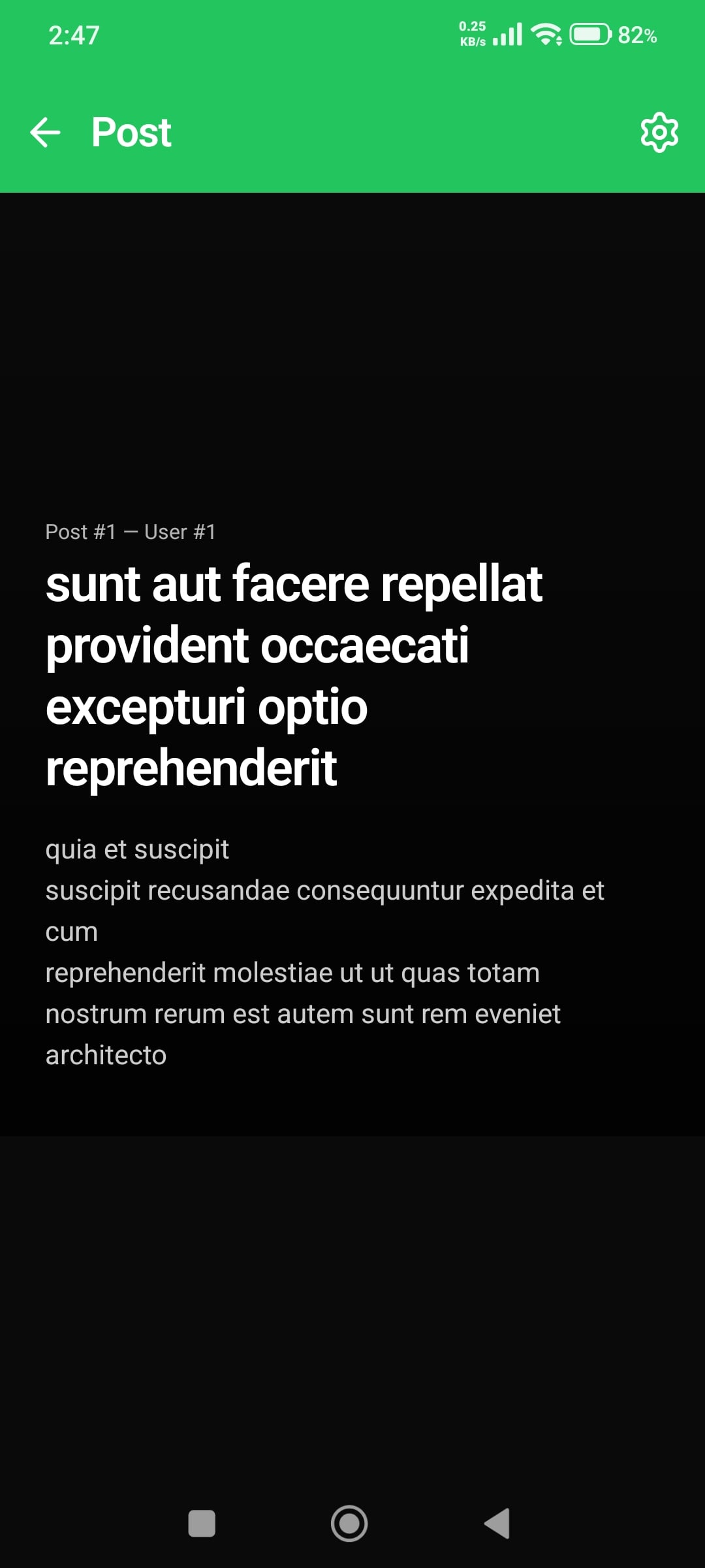 React Native Starter Kit - Post Details Screen Dark React Native Starter Kit - Post Details Screen Dark