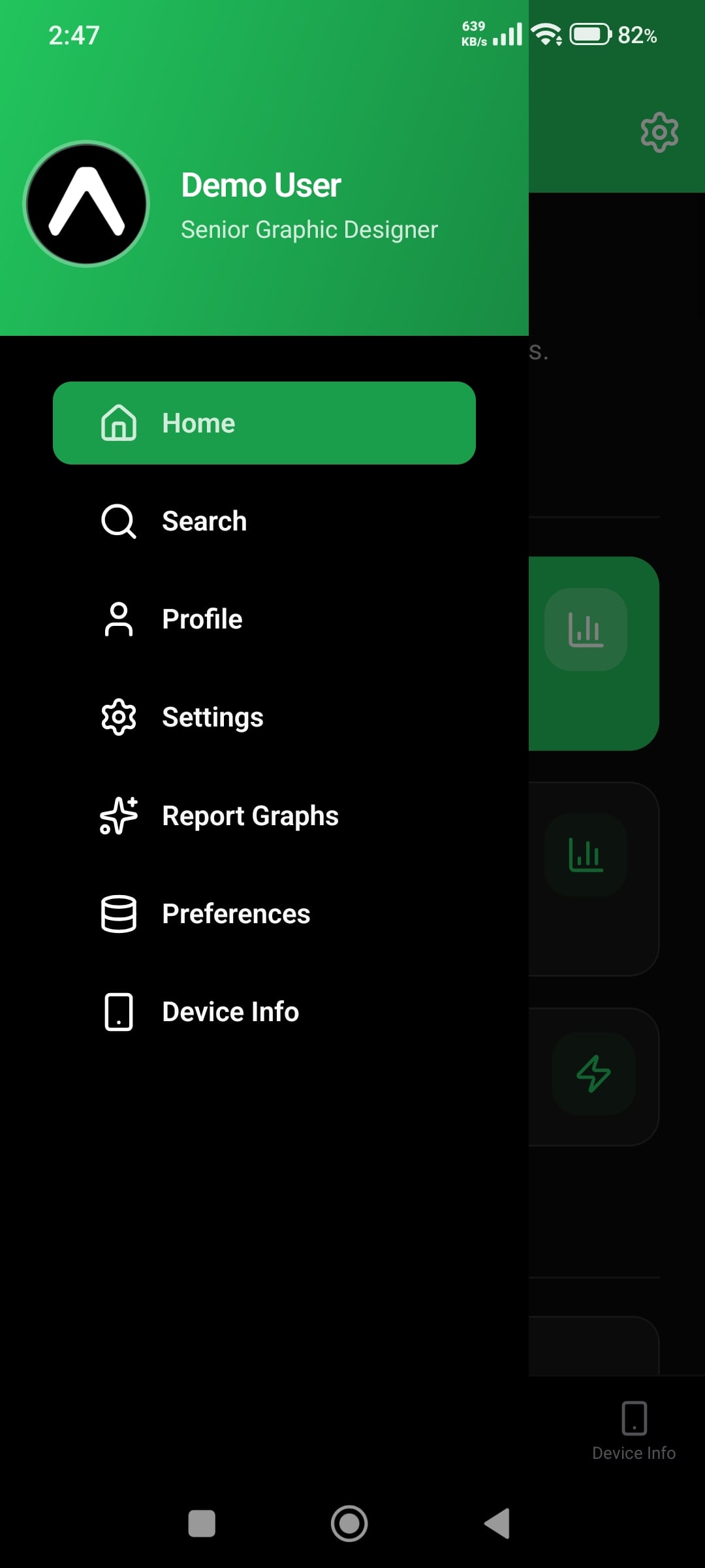 React Native Starter Kit - Drawer Dark Green React Native Starter Kit - Drawer Dark Green