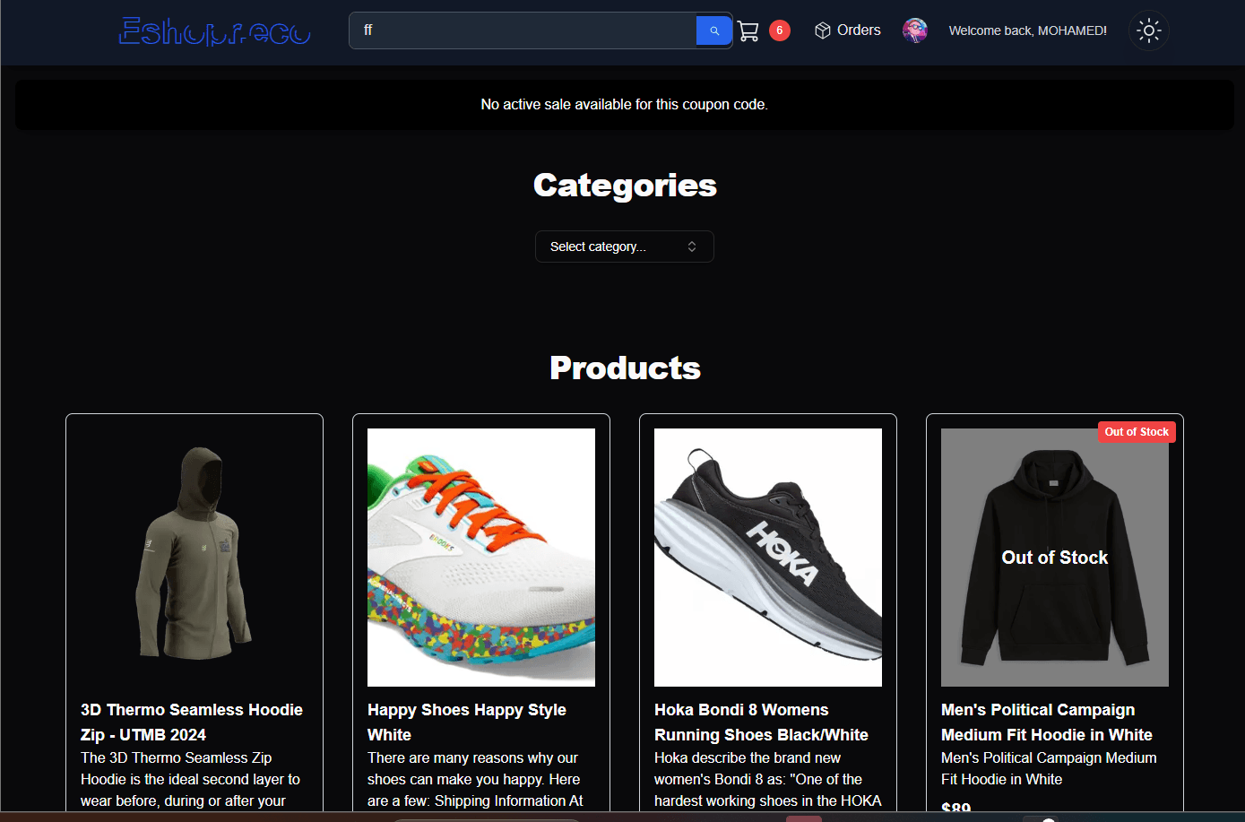 Next E-commerce App - Main Overview Dark Next E-commerce App - Main Overview Dark