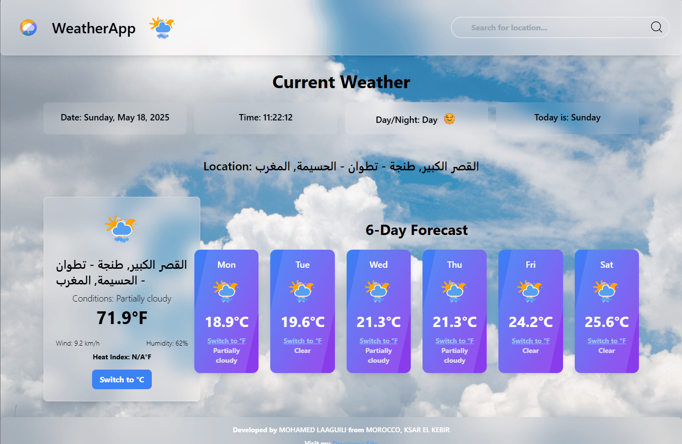 React Weather Api App React Weather Api App