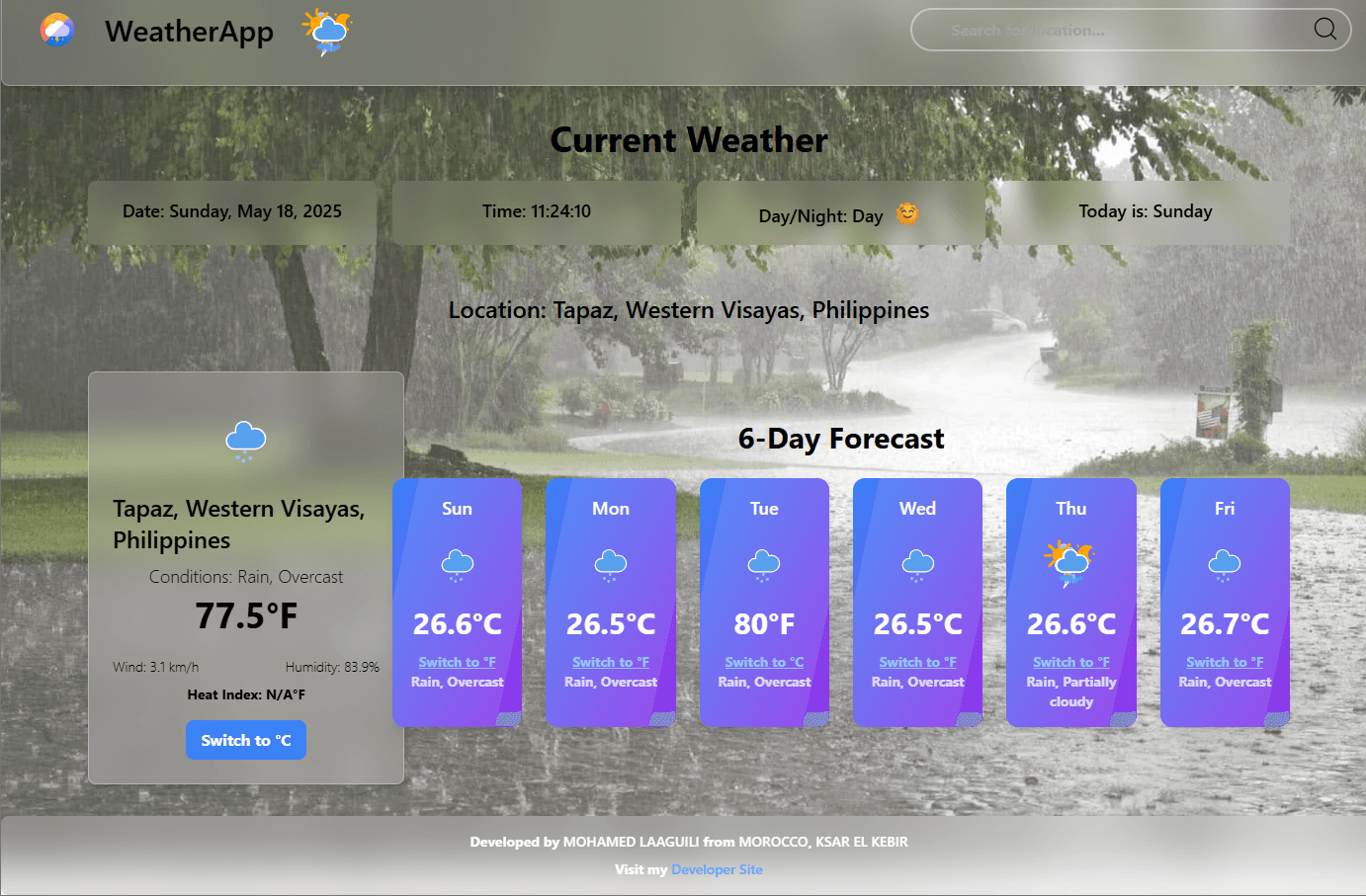 React Weather Api App - Main Overview 2 React Weather Api App - Main Overview 2