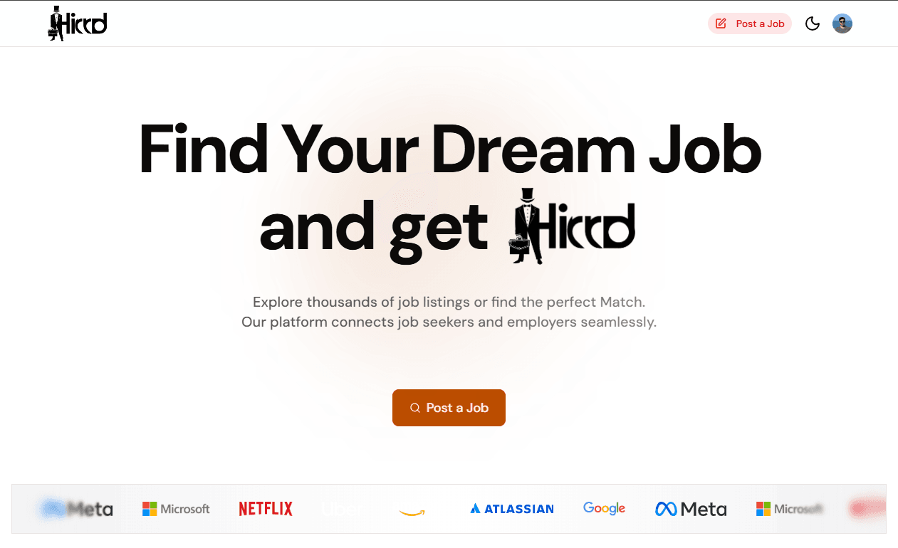 Hirrd - Job Portal - Landing Light Hirrd - Job Portal - Landing Light