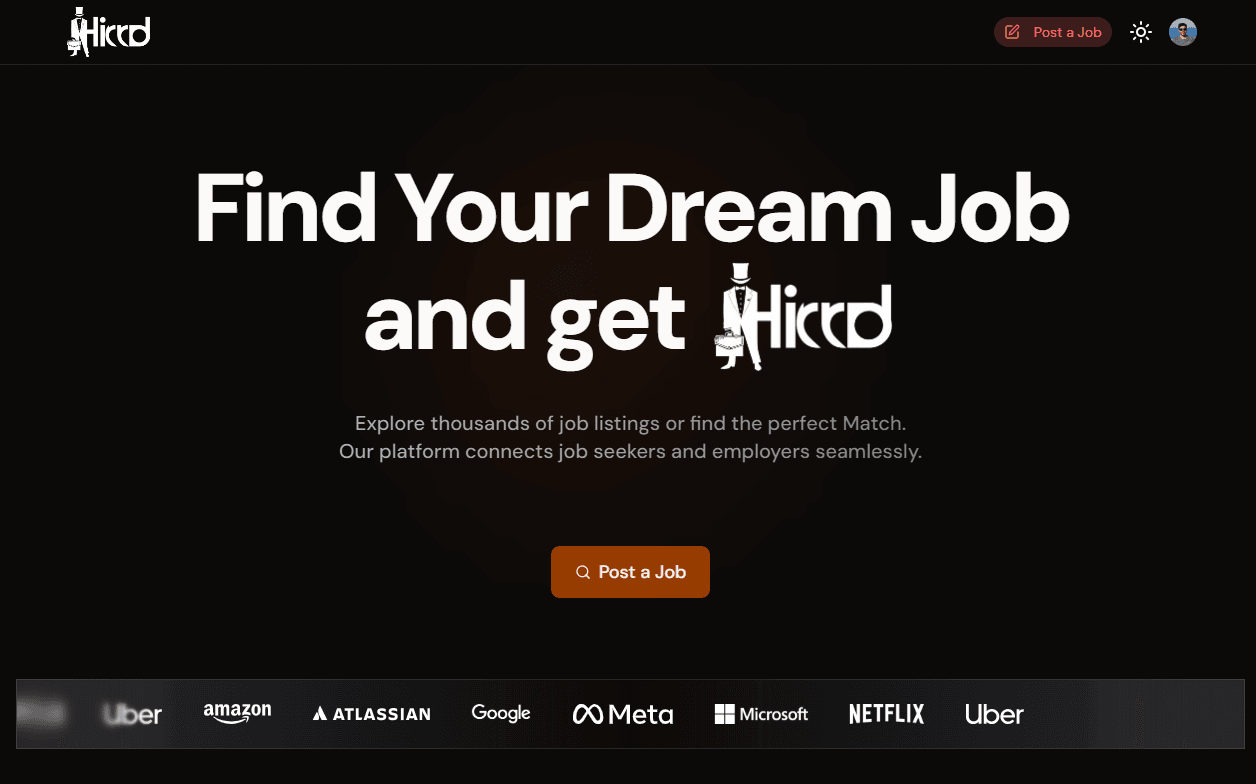 Hirrd - Job Portal - Landing Dark Hirrd - Job Portal - Landing Dark