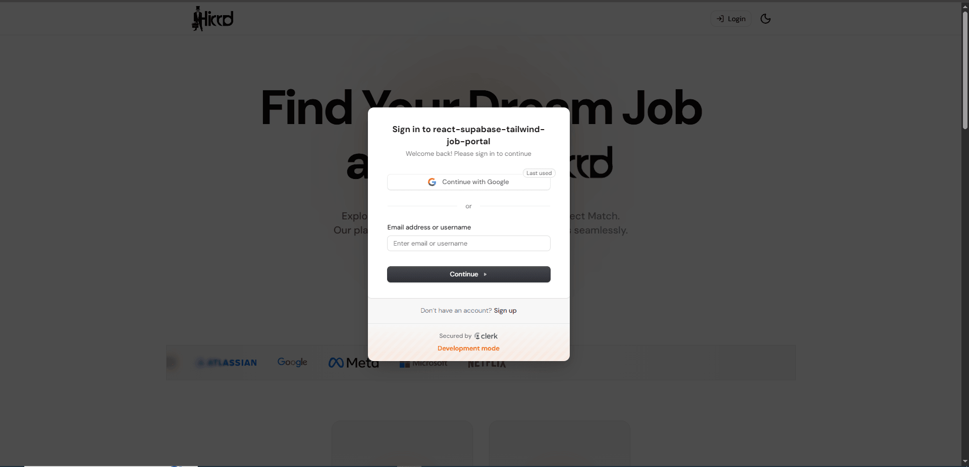 Hirrd - Job Portal - Clerk Auth Hirrd - Job Portal - Clerk Auth